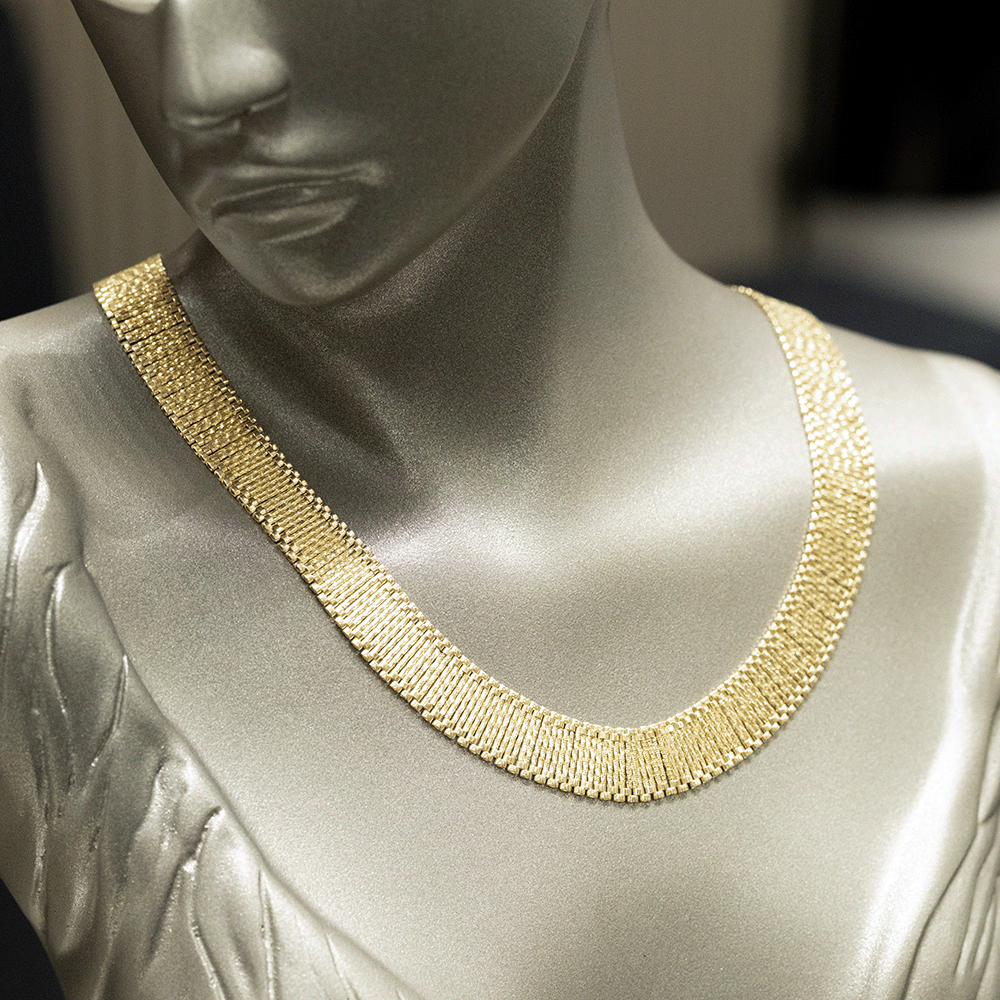 14 Ayar Parıltılı Detaylı Altın Gerdanlık