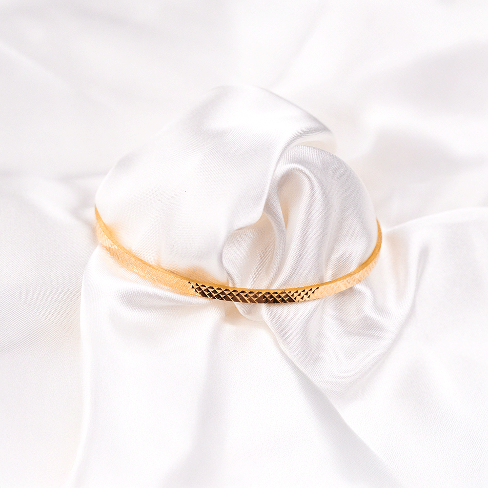 22 Ayar Kristal Kesim Desenli Kibrit Çöpü Gold Altın Bilezik 10 Gr