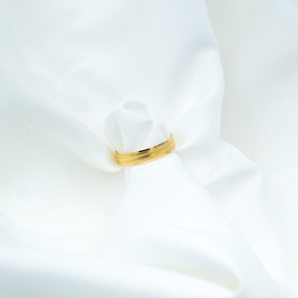 22 Ayar Hasır Model Şeritli Altın Yüzük