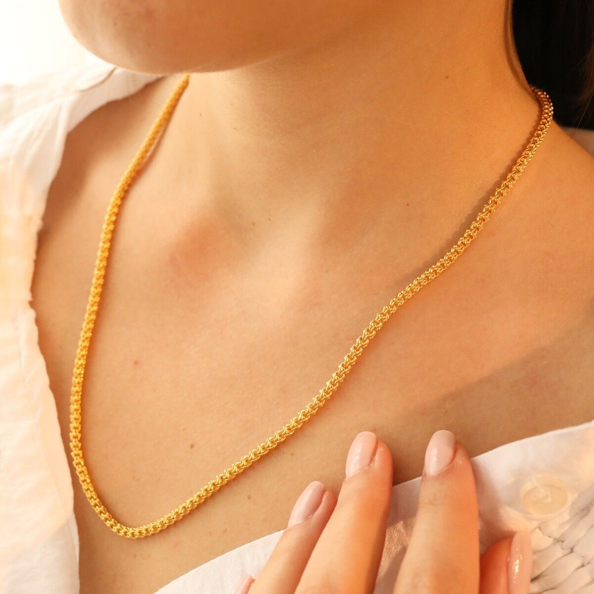 14 Ayar Bülbül Yuvası 3 Mm Güverseli Altın Kolye