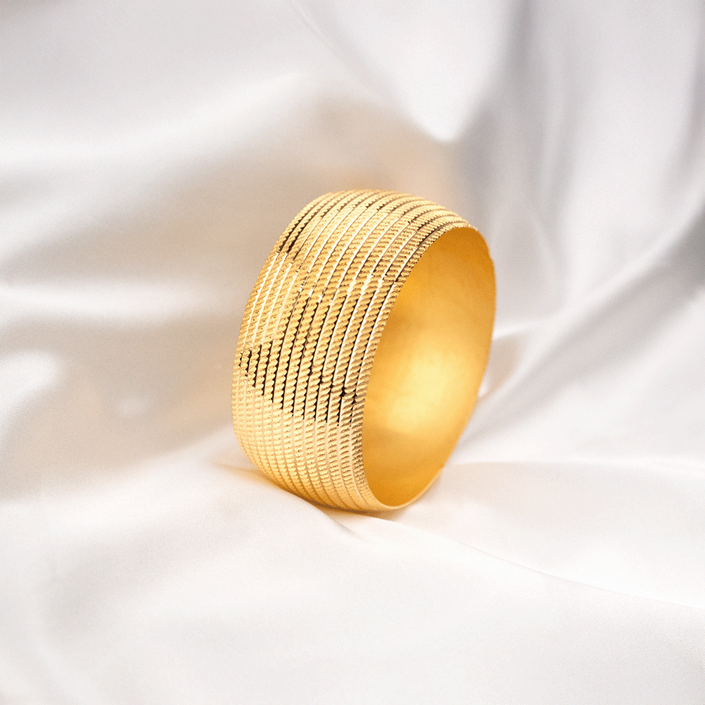 22 Ayar Çapraz Tırtık Desenli Mega Altın Bilezik 100 Gr