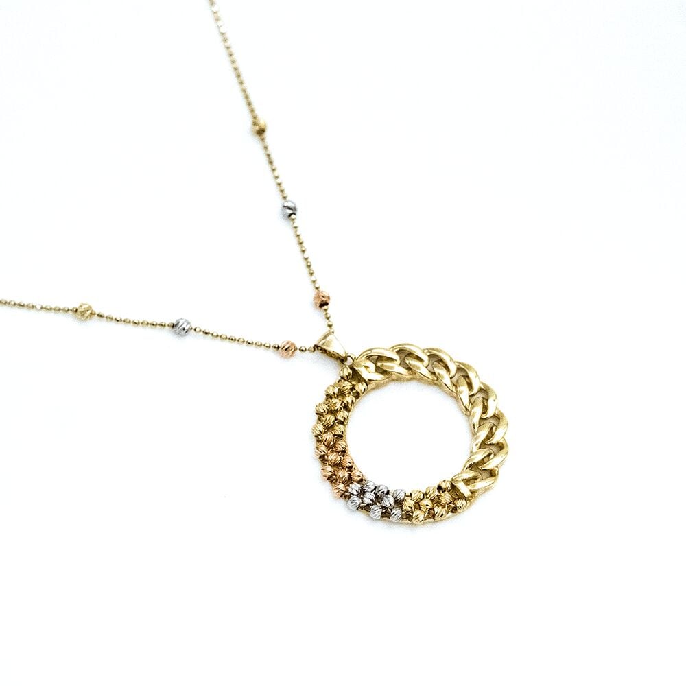 14 Ayar Renkli Dorika Toplu Gurmet Altın Kolye