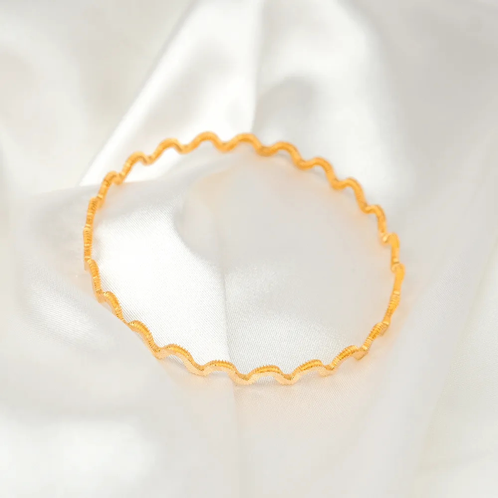 22 Ayar Kenarları Tırtıklı Zikzak Model Gold Altın Bilezik 15 Gr