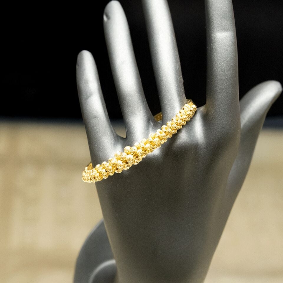 14 Ayar Dorikalı Sıralı Kelepçe Altın Bileklik