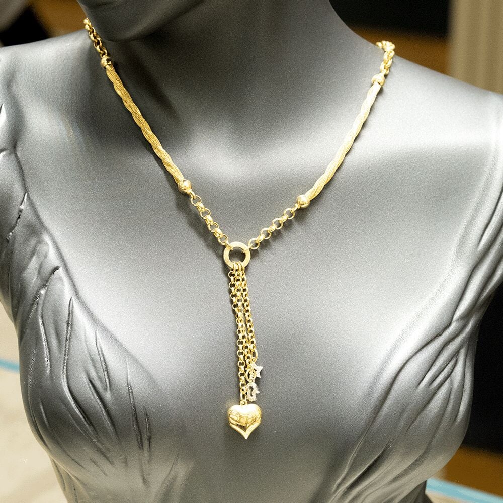 14 Ayar Kalpli Detaylı Altın Gerdanlık