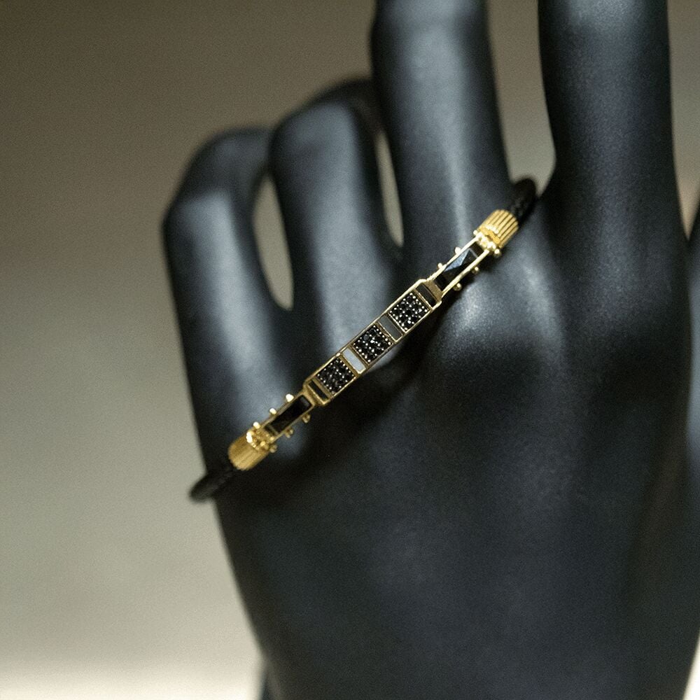 14 Ayar Temiz Çizgi Erkek Altın Bileklik