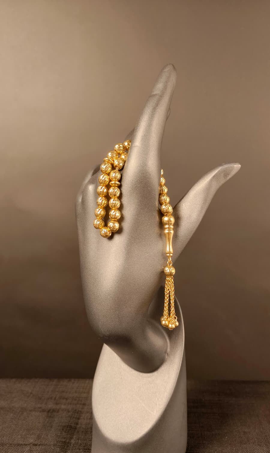 14 Ayar Altın Kalem İşçilikli Küre Kesim Tesbih