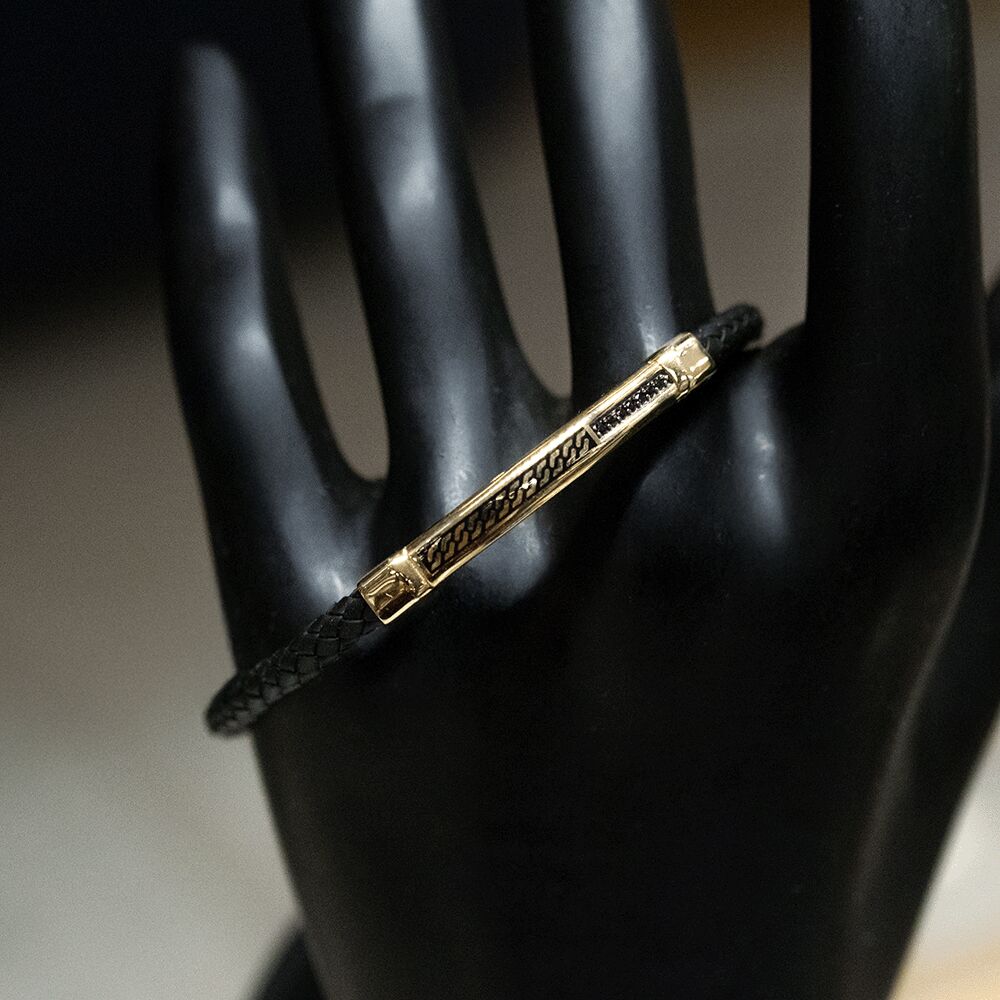 14 Ayar Sade Desen Erkek Altın Bileklik