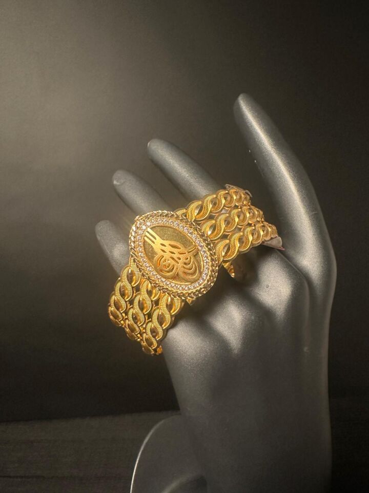 14 Ayar Tuğralı Örgü Altın Bilezik