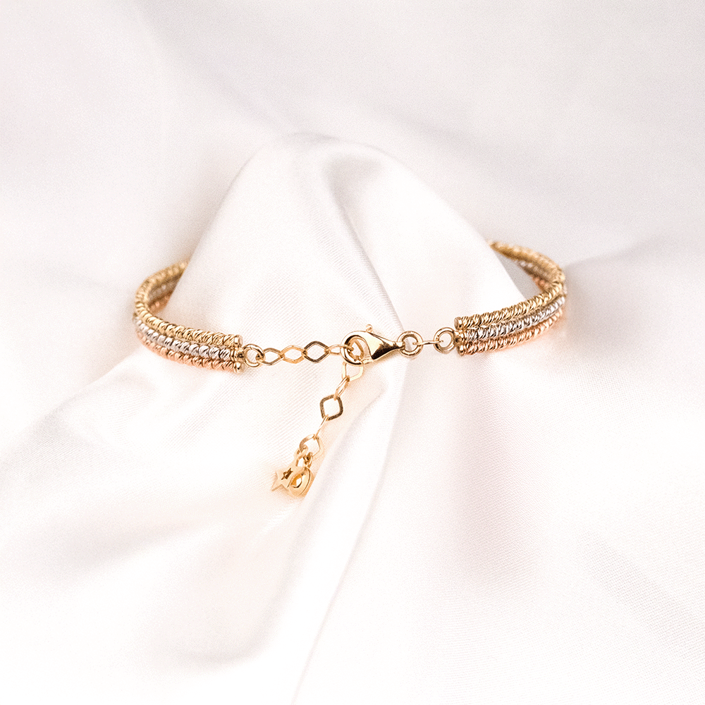 14 Ayar Renkli Dorika Toplu Altın Bileklik