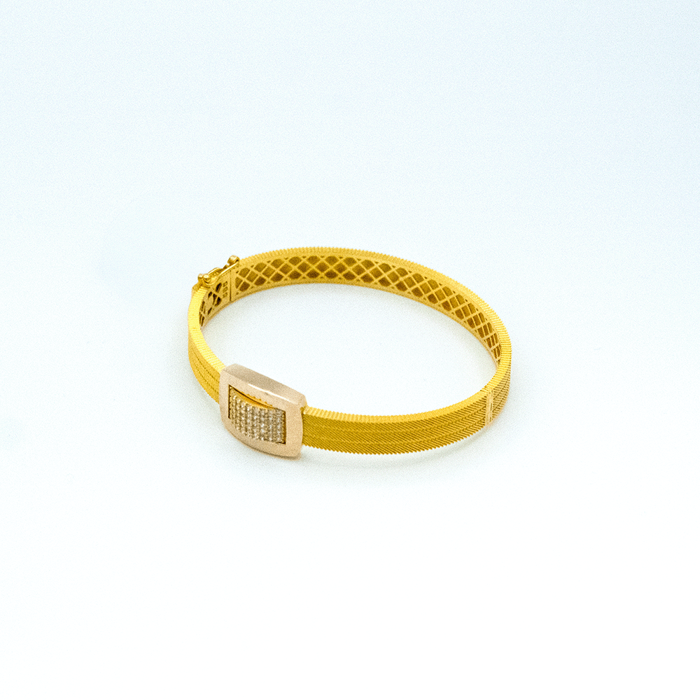 14 Ayar Şehir Işıltısı Kelepçe Altın Bileklik