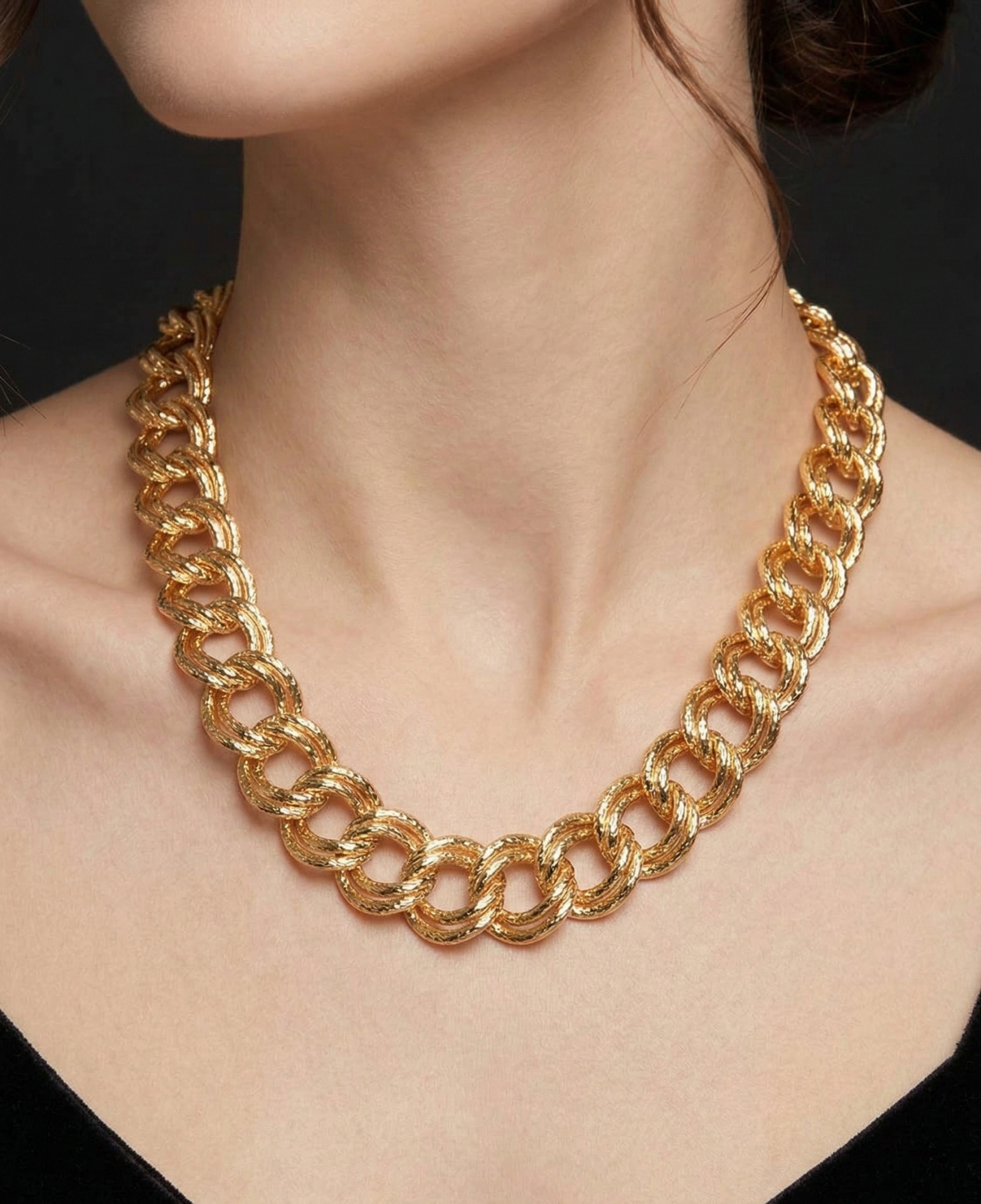 14 Ayar Geniş Halkalı Dokulu Samanyolu Kolye