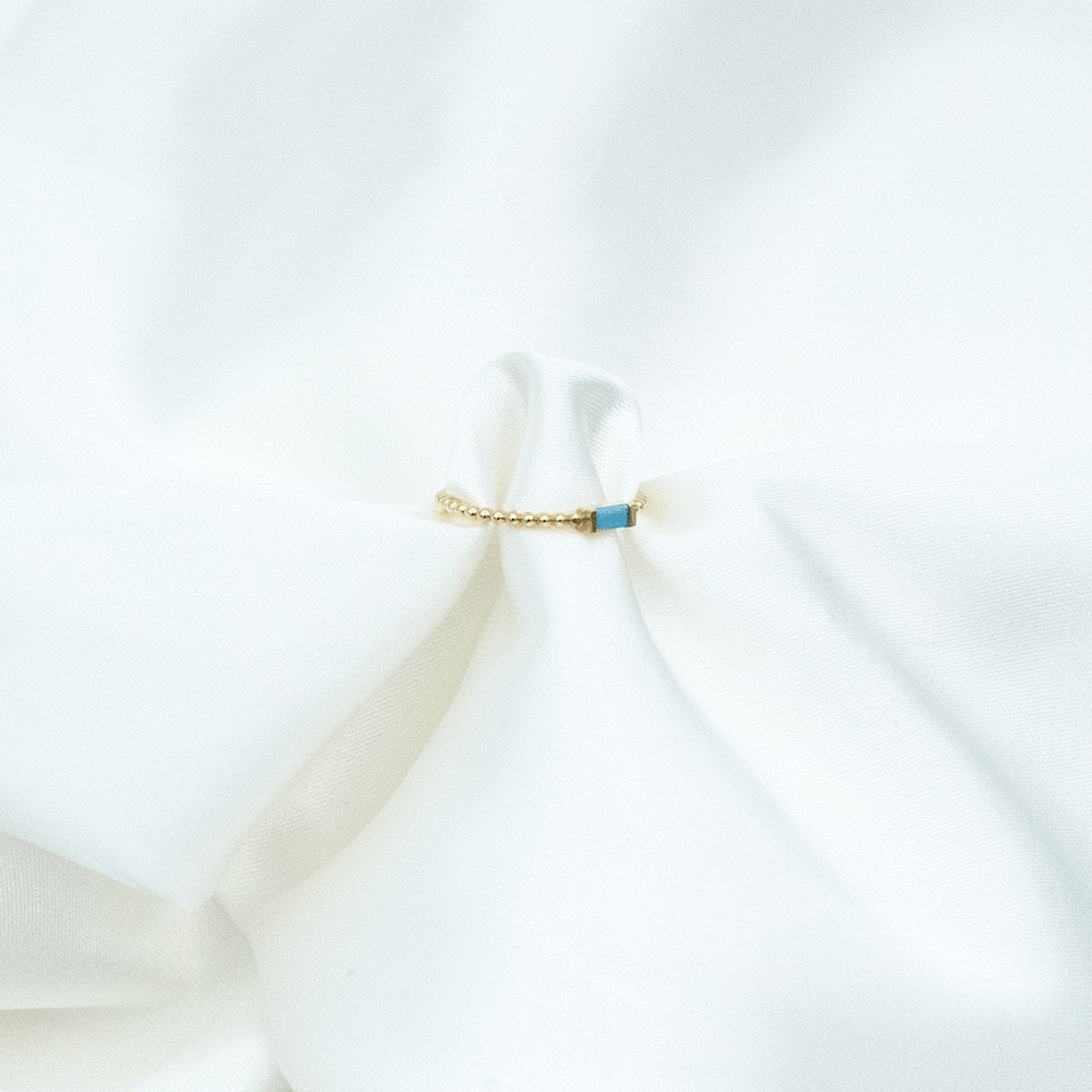 14 Ayar Mavi Detaylı Altın Yüzük