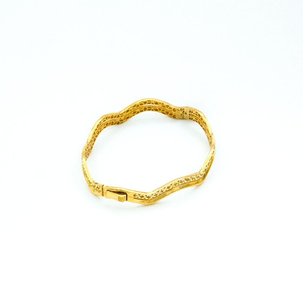 14 Ayar İncili Yansıma Kelepçe Altın Bileklik