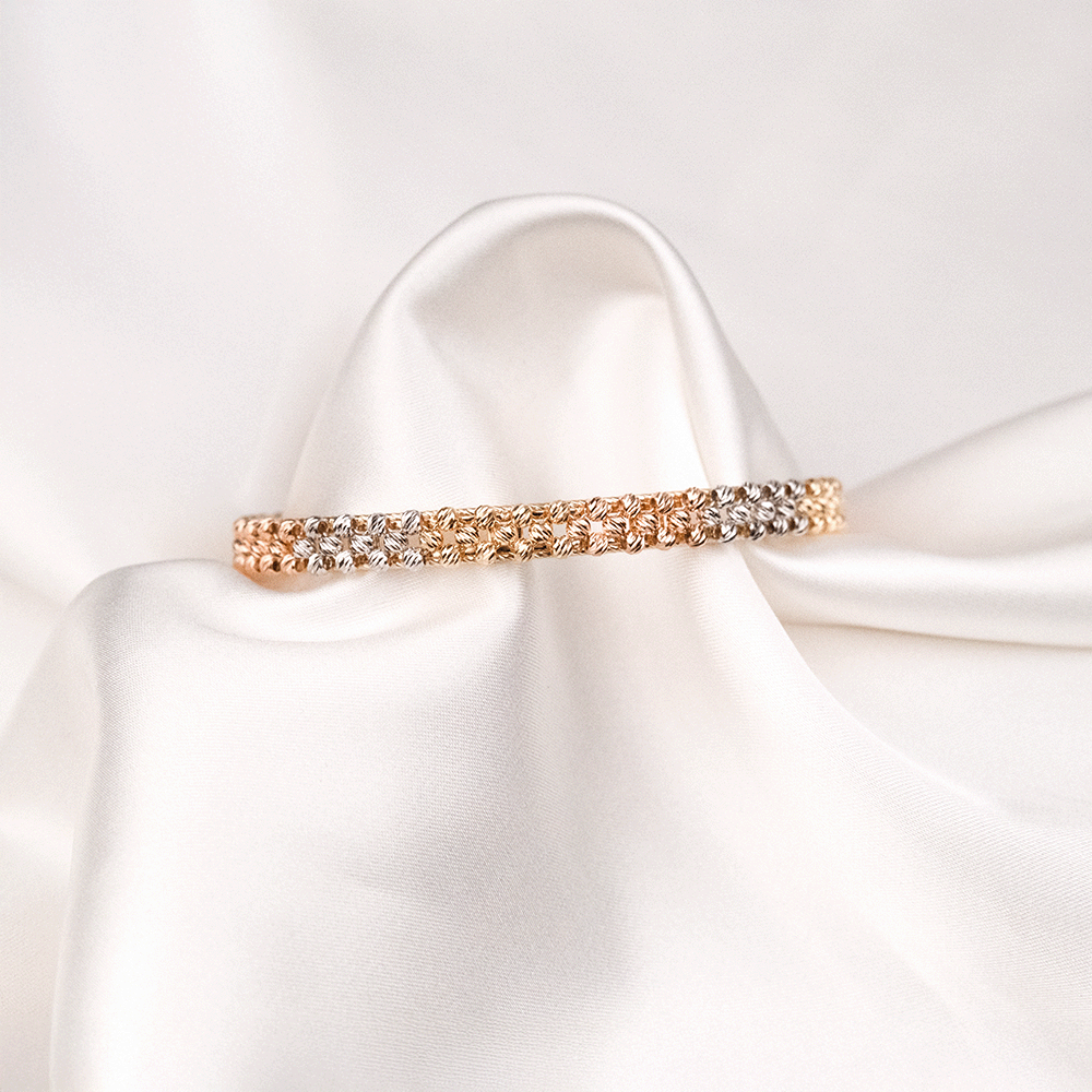 14 Ayar Renkli Dorika Toplu Sıralı Altın Bileklik