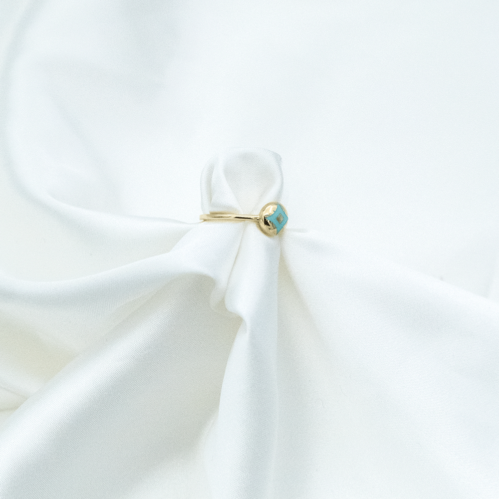 14 Ayar Mavi Yıldız Detaylı Altın Yüzük