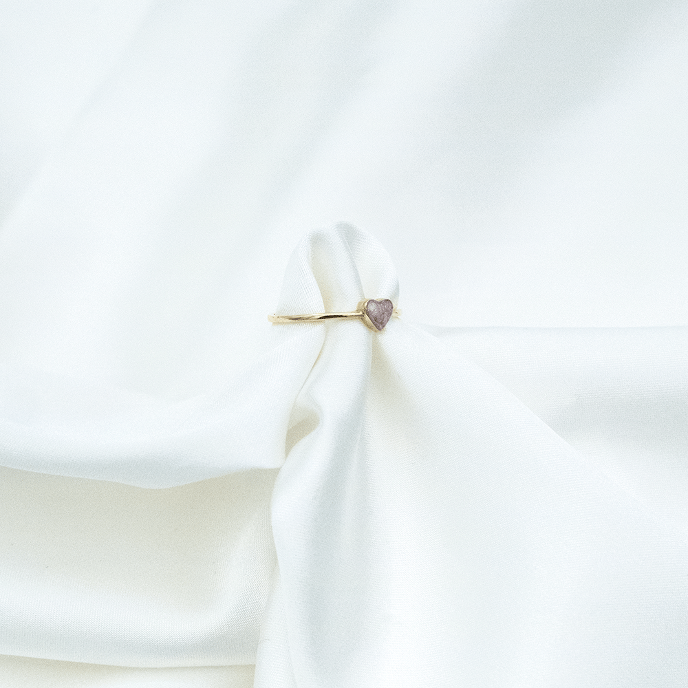 14 Ayar Desenli Kalp Altın Yüzük