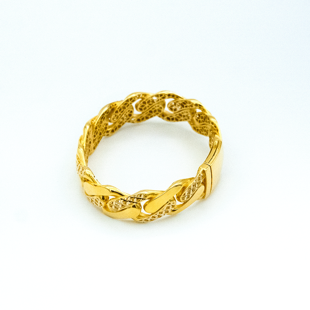 14 Ayar Pırlanta Anı Kelepçe Altın Bileklik