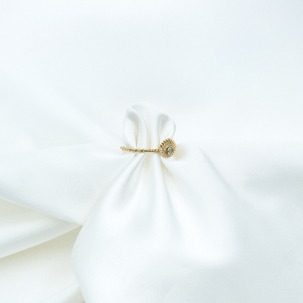 14 Ayar Göz Detaylı Altın Yüzük