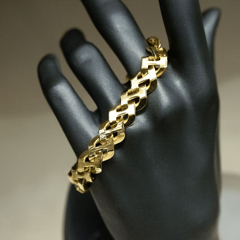 14 Ayar Karanlık Çizgi Altın Bileklik