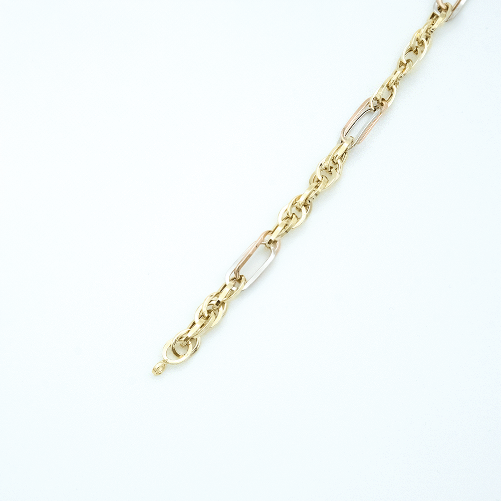 14 Ayar Çift Zincirli Renkli Altın Bileklik