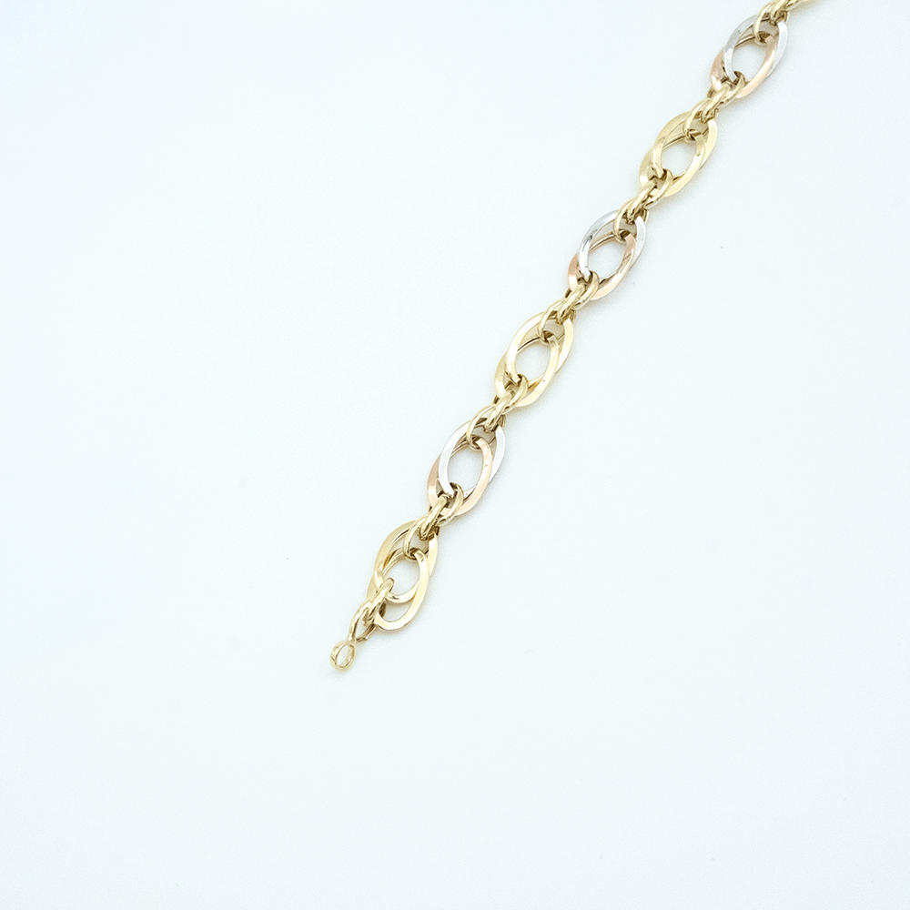 14 Ayar Çift Sıra Ataç Zincirli Altın Bileklik