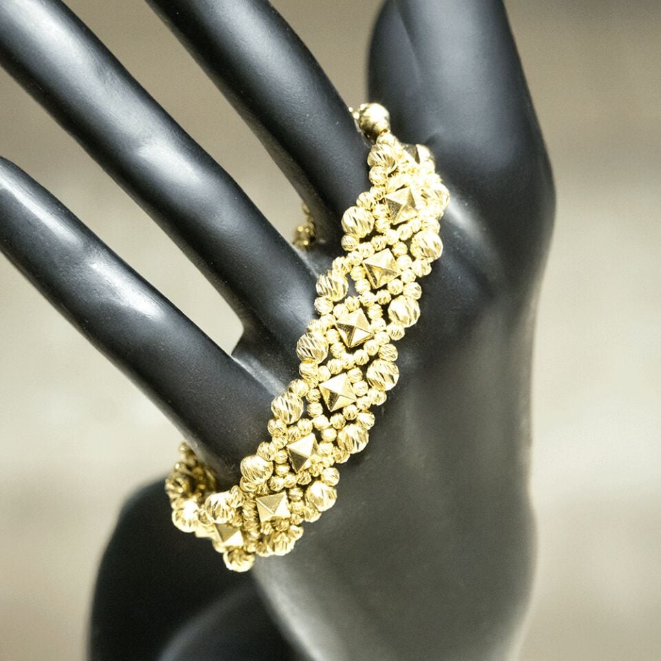 14 Ayar Dorikalı Detaylı Sıralı Altın Bileklik