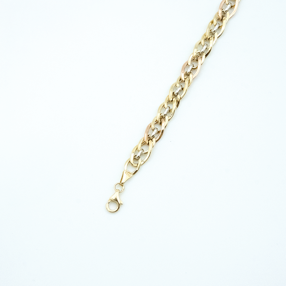 14 Ayar Çift Sıralı Zincirli Altın Bileklik