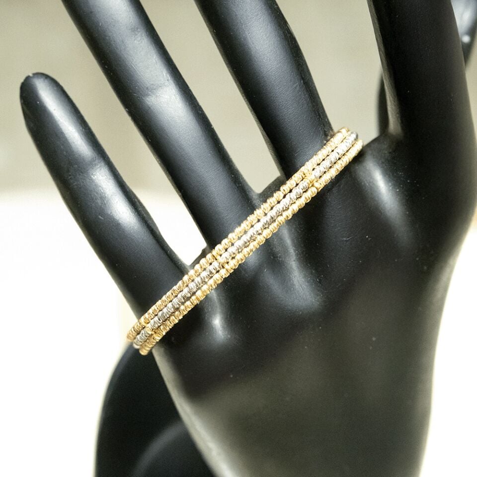 14 Ayar Üç Sıra Renk Dorika Altın Bileklik