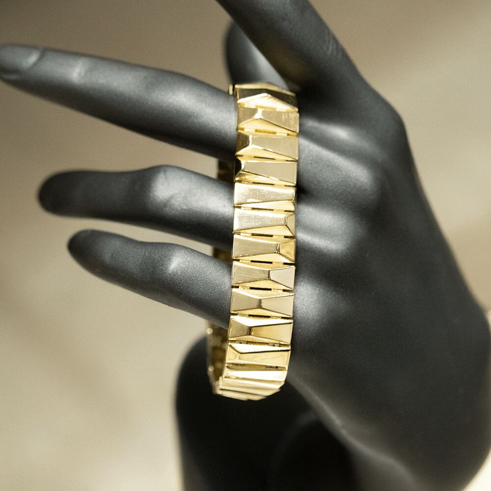 14 Ayar Parıltılı Sıralı Altın Bileklik