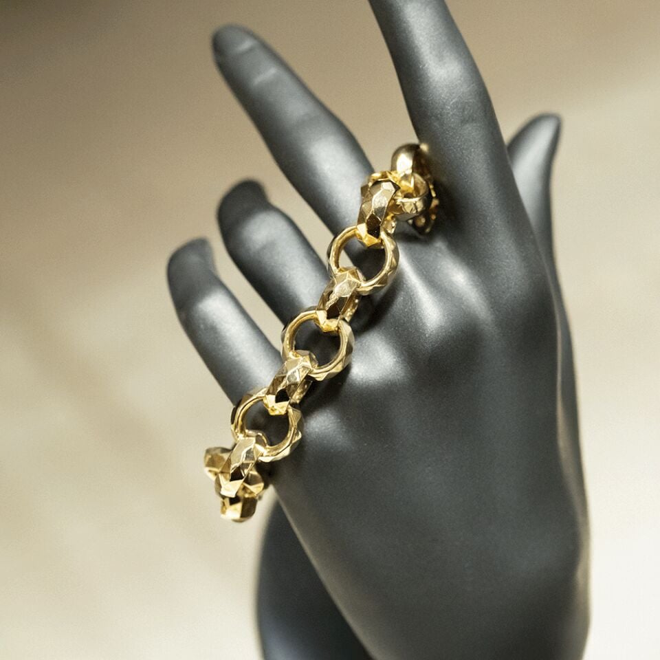 14 Ayar Daire Halkalı Sıralı Altın Bileklik