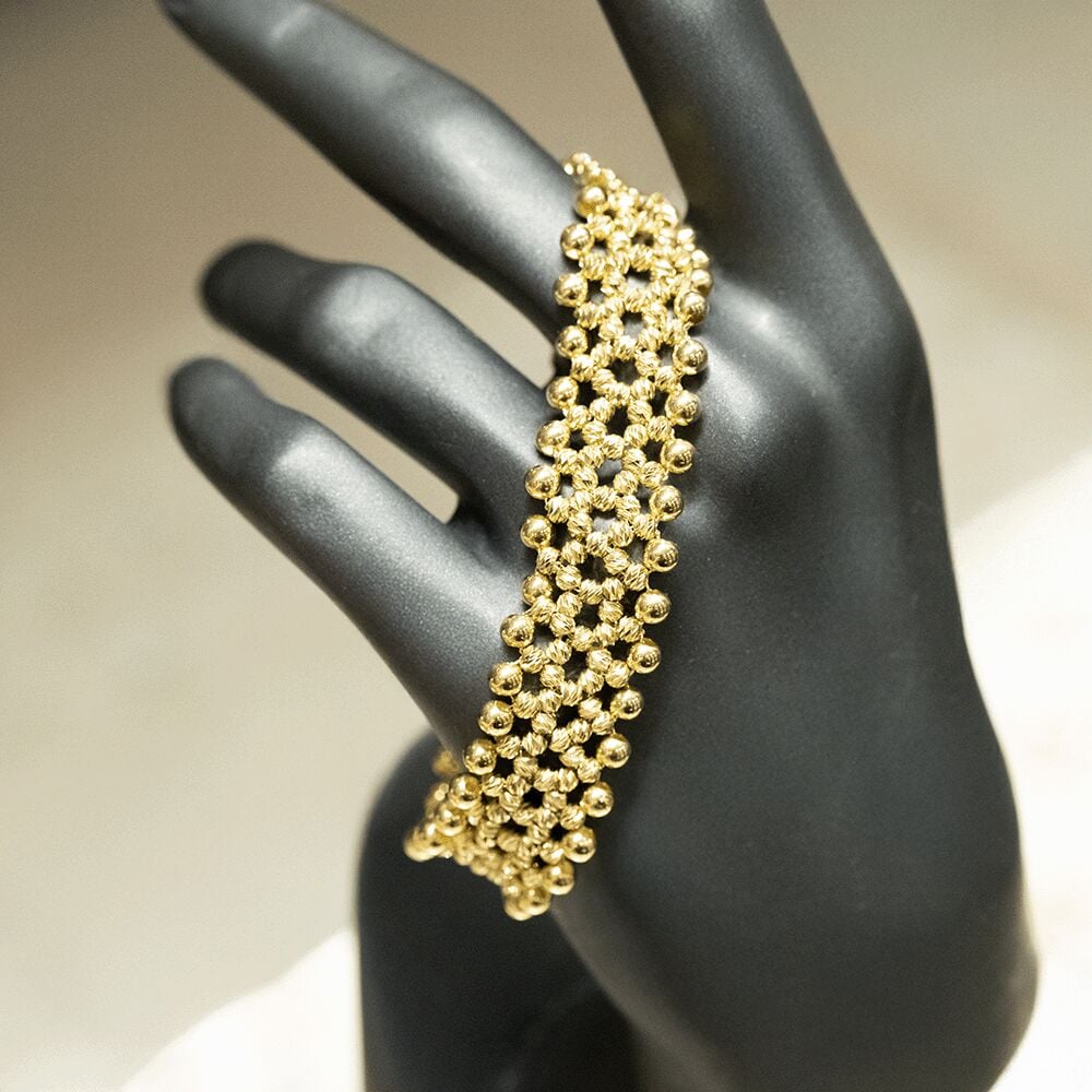 14 Ayar Daire Toplu Detaylı Altın Bileklik