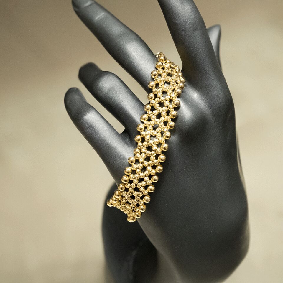 14 Ayar Daire Toplu Detaylı Altın Bileklik