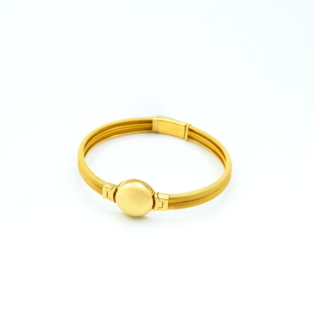 14 Ayar Çift Sıralı Kelepçe Altın Bileklik