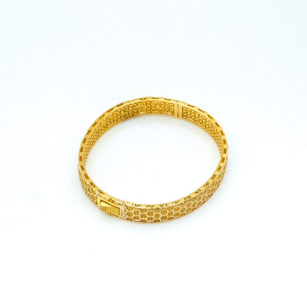 14 Ayar Bal Peteği Kelepçe Altın Bileklik