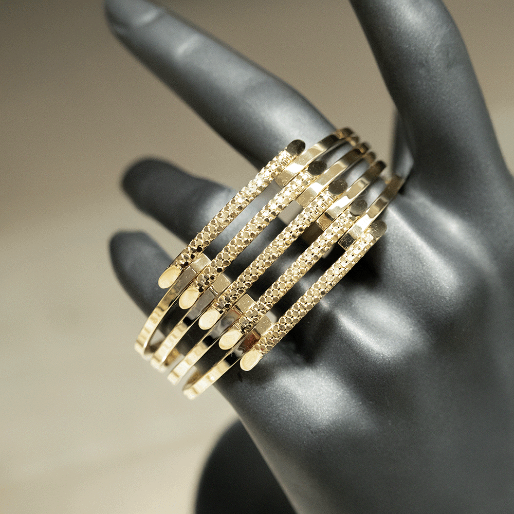 14 Ayar Durugün Pırıltı Altın Kelepçe Bileklik