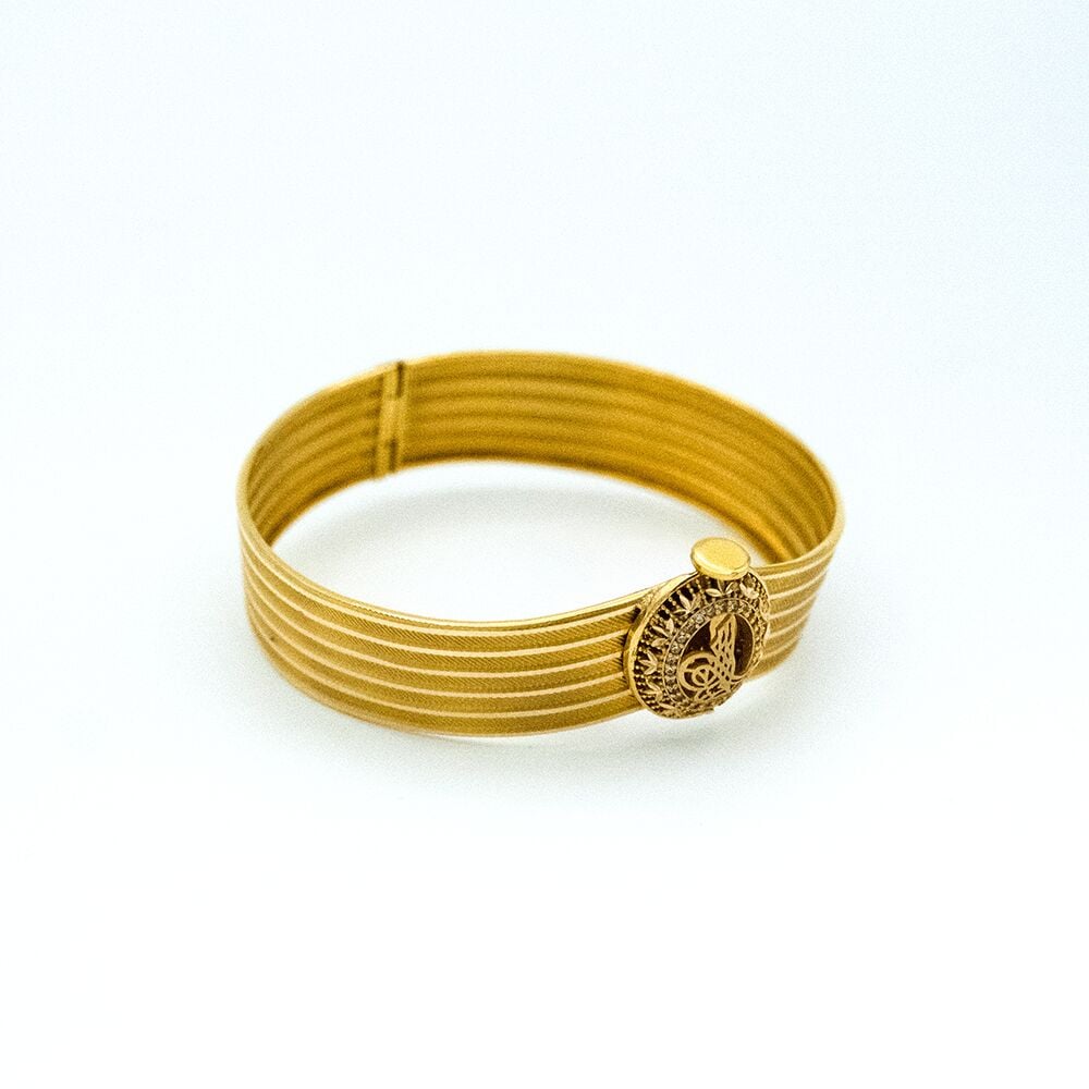 14 Ayar Motif Esintisi Kelepçe Altın Bileklik