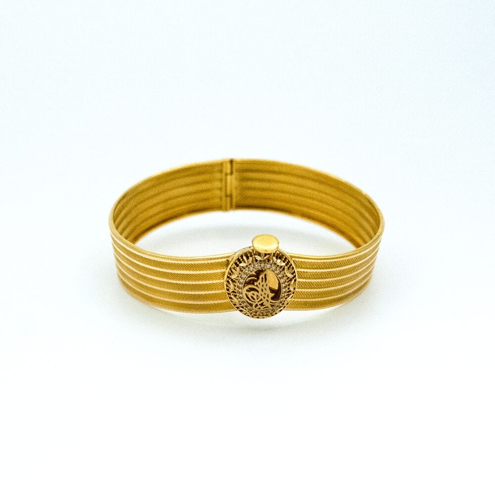 14 Ayar Motif Esintisi Kelepçe Altın Bileklik