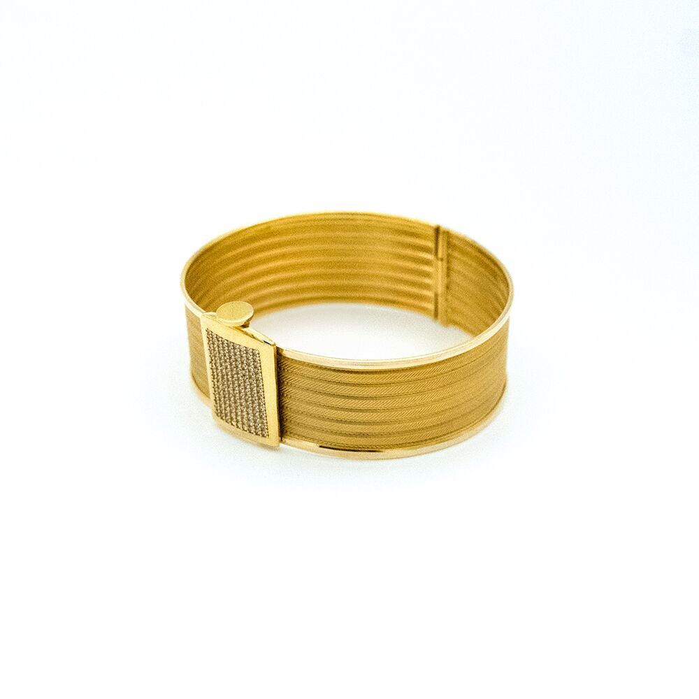 14 Ayar Pırıltılı Tokalı Kelepçe Altın Bileklik