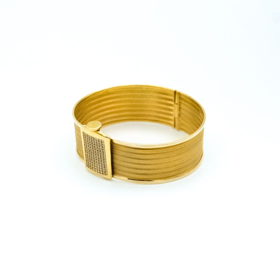 14 Ayar Pırıltılı Tokalı Kelepçe Altın Bileklik