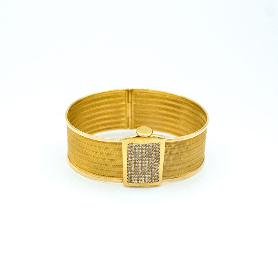 14 Ayar Pırıltılı Tokalı Kelepçe Altın Bileklik