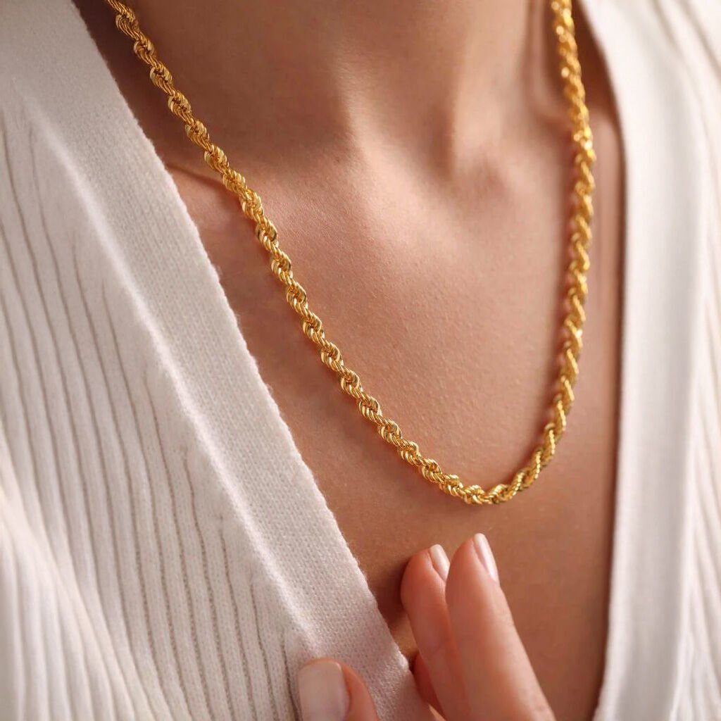 22 Ayar Burgu Model Kalın Altın Zincir Kolye