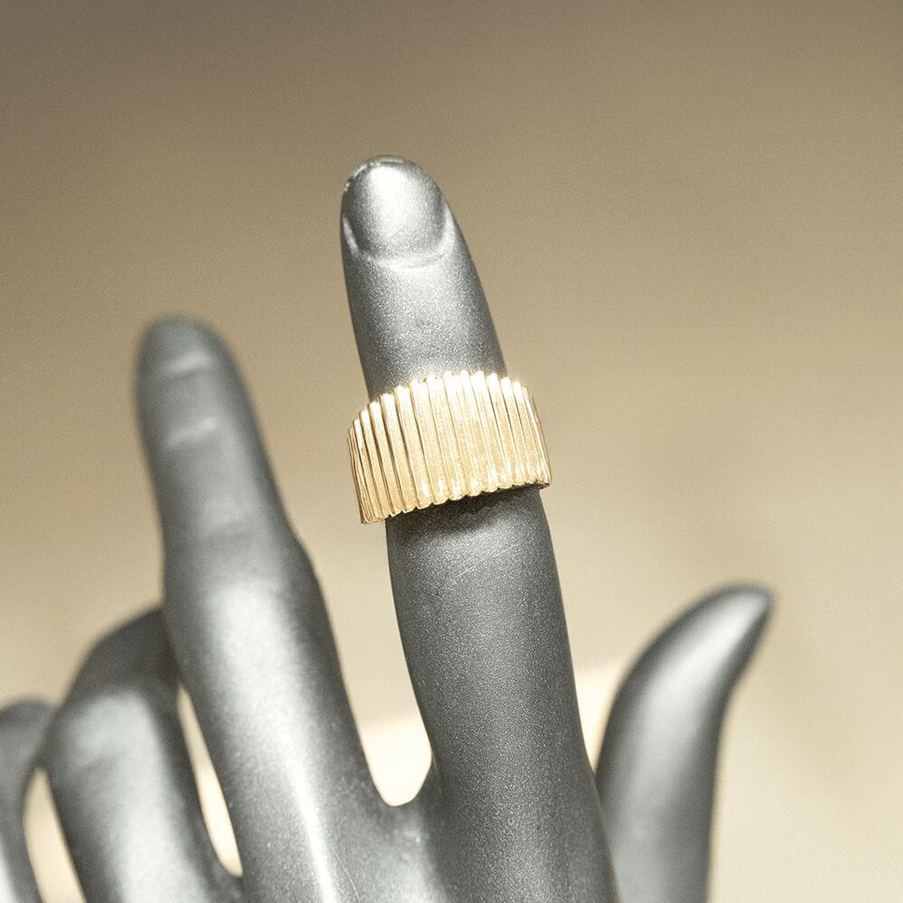 14 Ayar Sıralı Detaylı Altın Yüzük