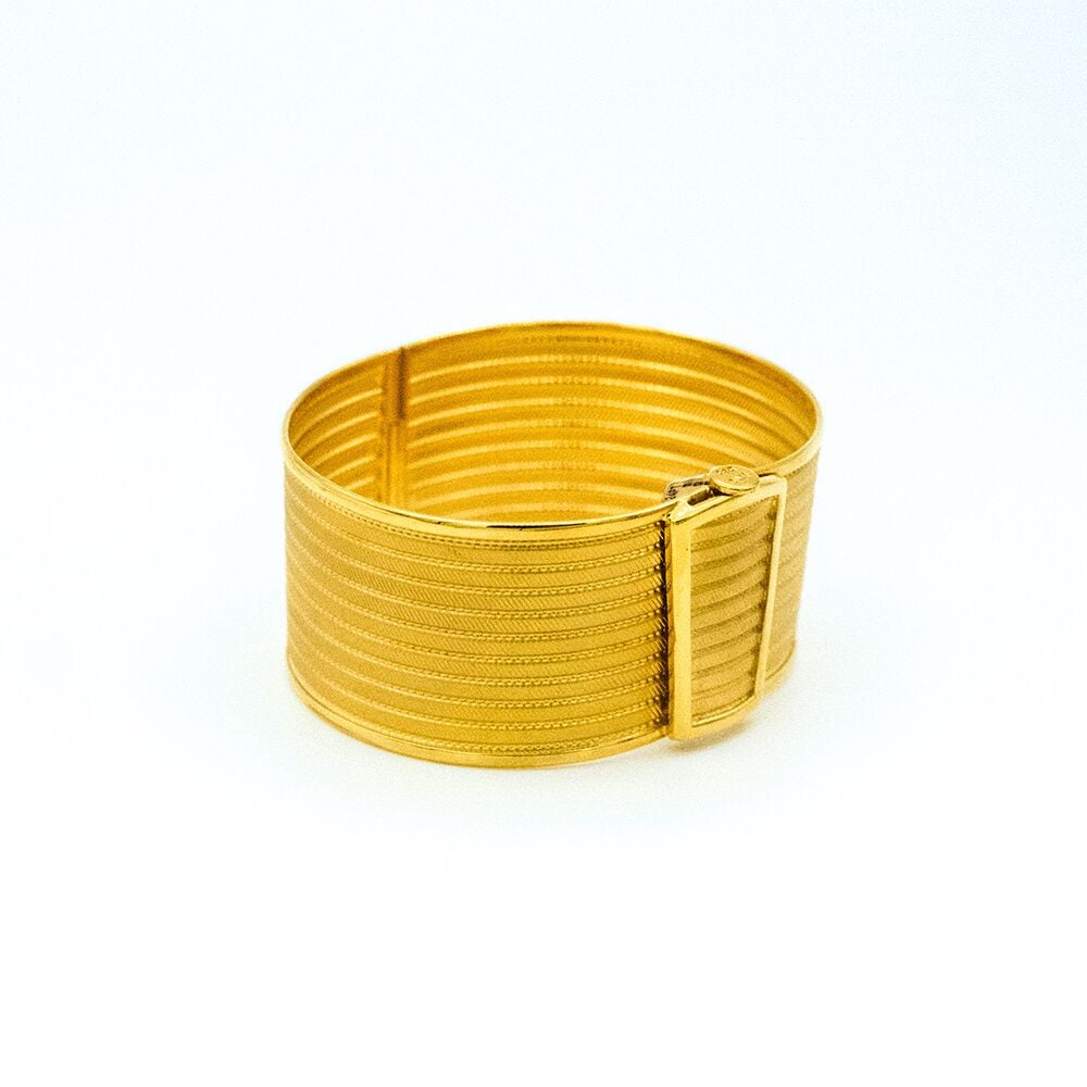 14 Ayar Hasır Şöleni Kelepçe Altın Bileklik