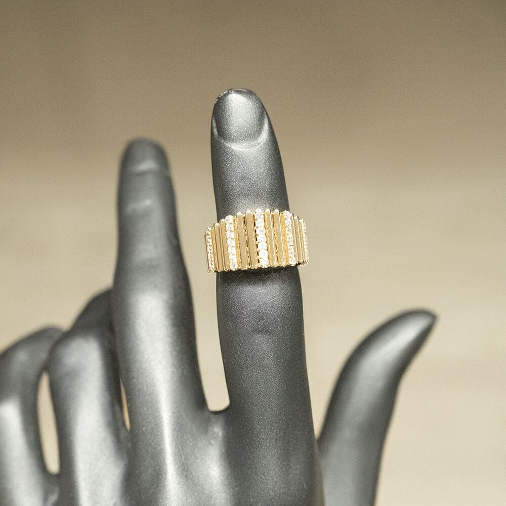 14 Ayar Sırlı Gölge Altın Yüzük