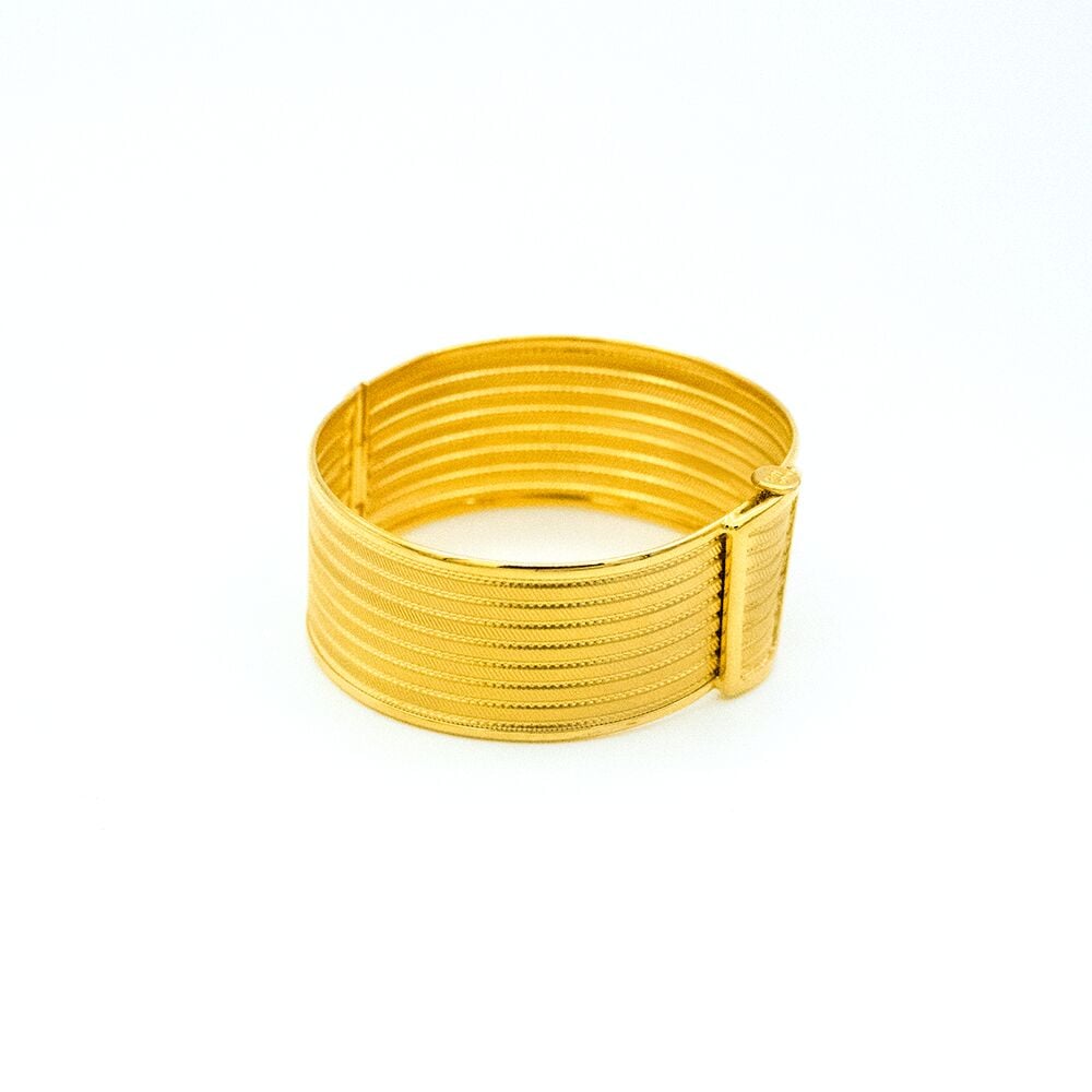 14 Ayar İnce Sıralı Kelepçe Altın Bileklik