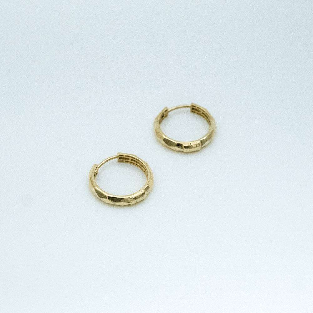 14 Ayar Desenli Kısımlı Altın Küpe