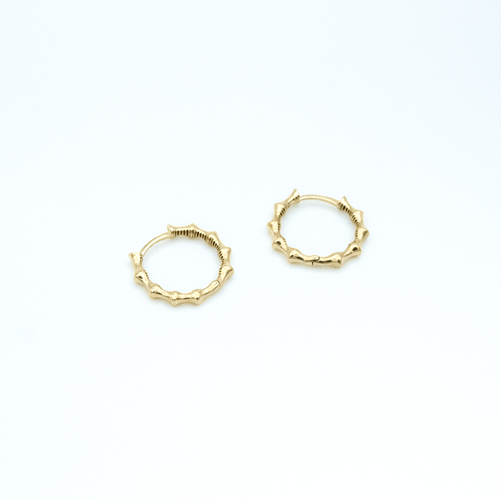 14 Ayar Sade Çıkıntılı Altın Küpe