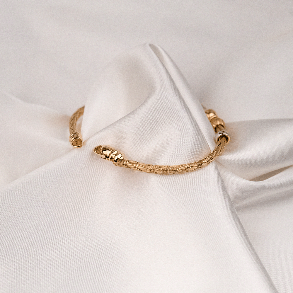 14 Ayar Silindir Detaylı Altın Bileklik