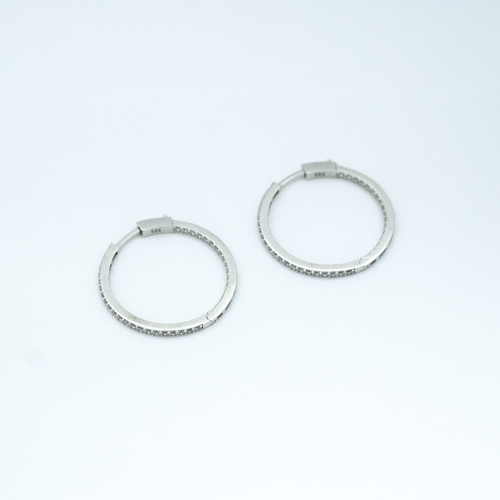 14 Ayar Taşlı Beyaz Altın Küpe